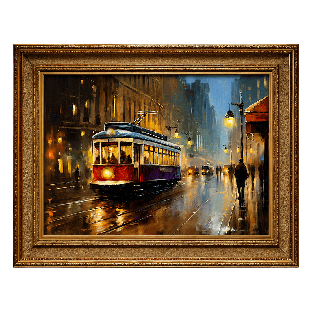 Rainlit Tram Canvas